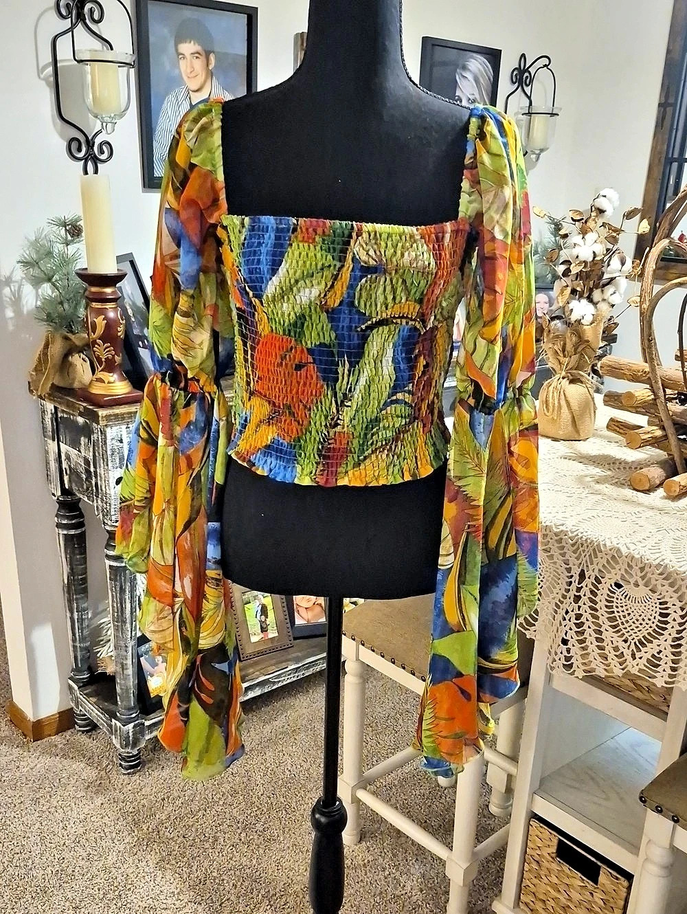 Live 4 Truth - Multicolor Smocked Crop Top Like New
